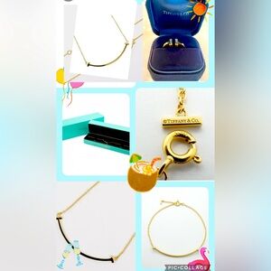 TIFFANY T SMILE  K18YG
YELLOW GOLD BRACELET RING EARRINGS NECLES.4 pieces set.